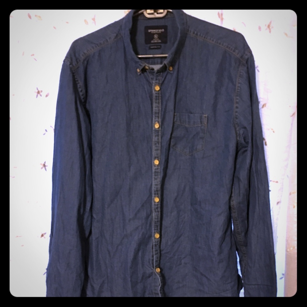 $9 SALE Casual or Dress Chambray Shirt - XL